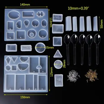

1 Set Silicone Mold With Clasp Spoon Combination Molds DIY Jewelry Making Tools Epoxy Resin Mirror Cake Decoration Pendant Neck