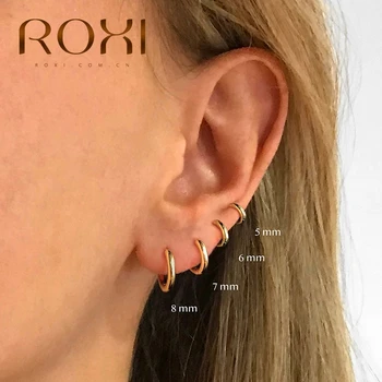 ROXI aro-Pendientes de plata de primera ley para Mujer, aretes redondos de geometría, plata esterlina 925, Circonia cúbica, zirconia, circonita, zirconita, circón, Estilo Vintage brillante