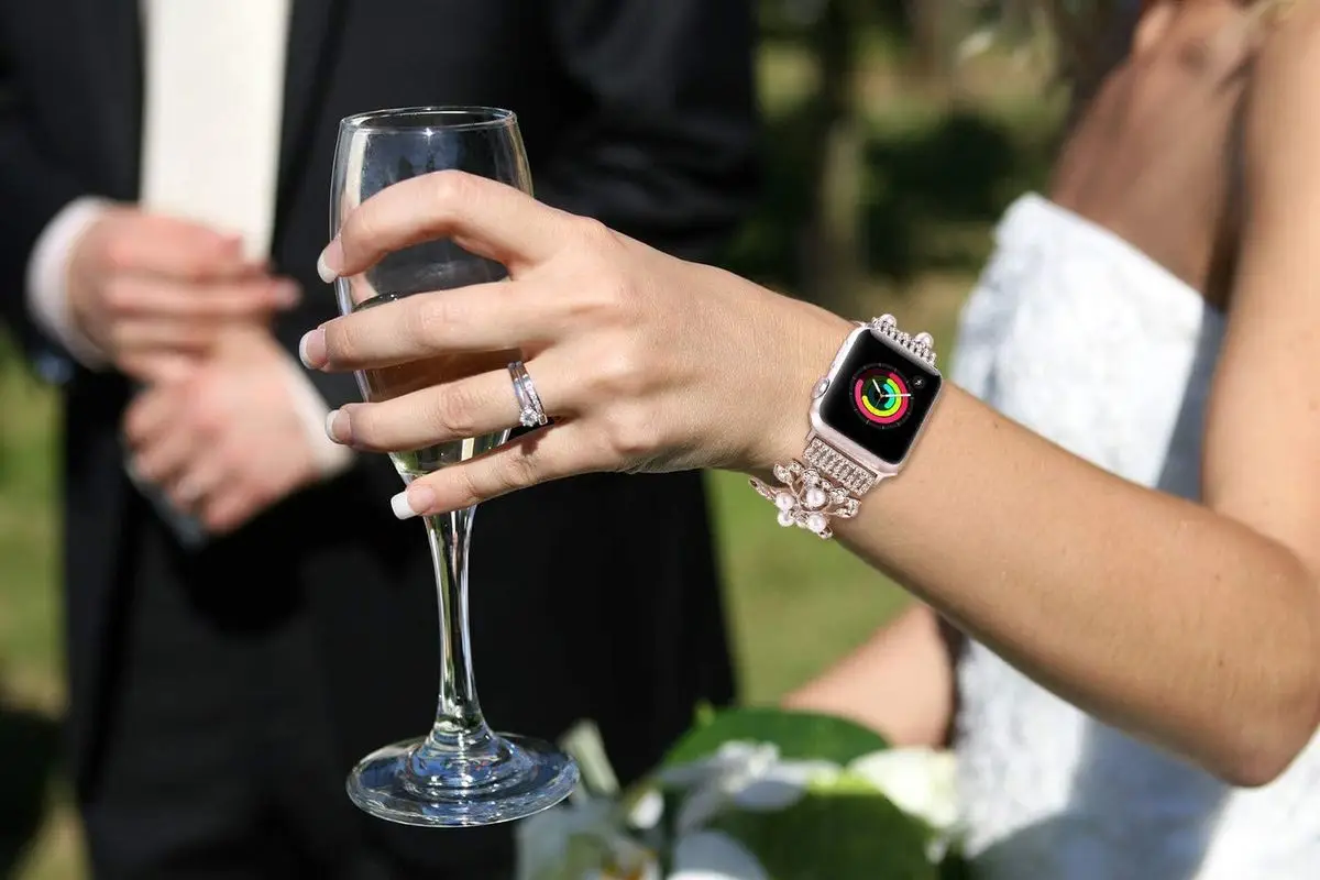 Ремешок для часов apple watch band 44 мм 42 эластичный сменный Браслет с жемчужинами и