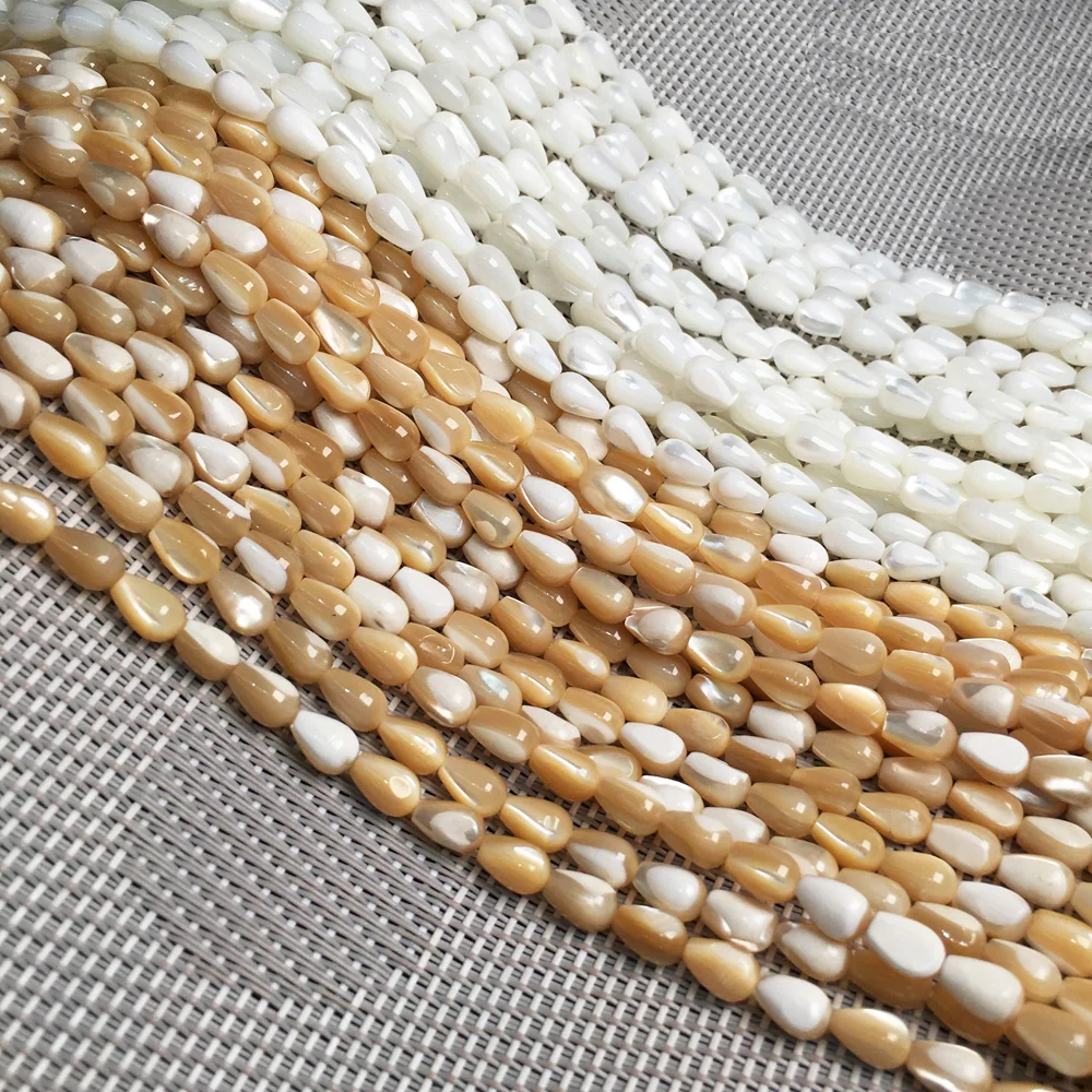 2020 New Lady DIY Bracelet Necklace Pendant Jewelry Yellow White Straight Hole Round Drop Shape Shell Bead Size 5x8mm / 6x12mm | Украшения