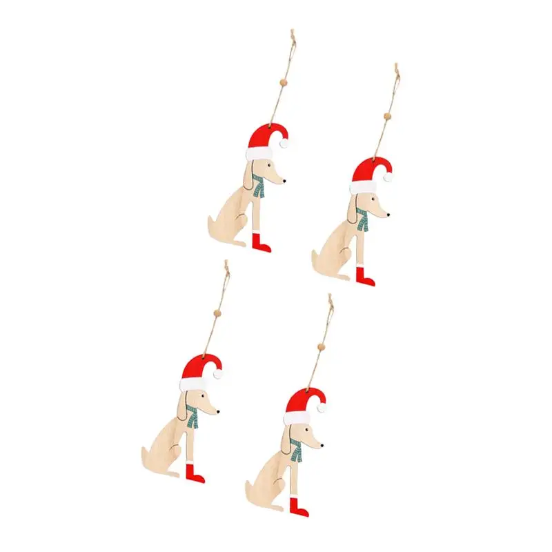 4Pcs Ornaments Creative Pendant Dog Shaped Pendant Christmas Pendants Wall Decor Party Hanging for Christmas Party Holiday
