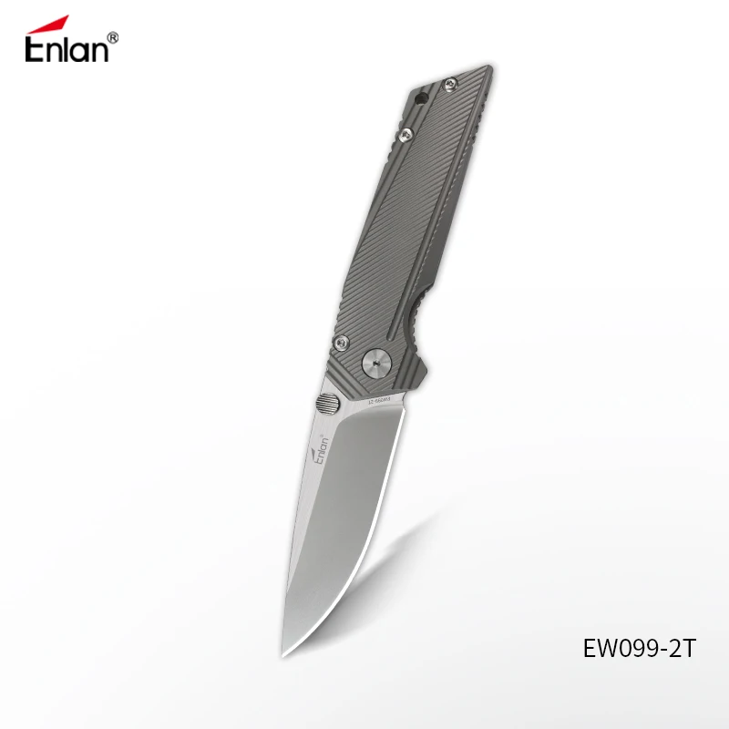 ENLAN EW099 шарикоподшипник Флиппер ножи Складной нож Aus-8 лезвие, TC4 Ручка Охота Кемпинг Открытый инструмент выживания Edc дропшиппинг - Цвет: Темно-серый