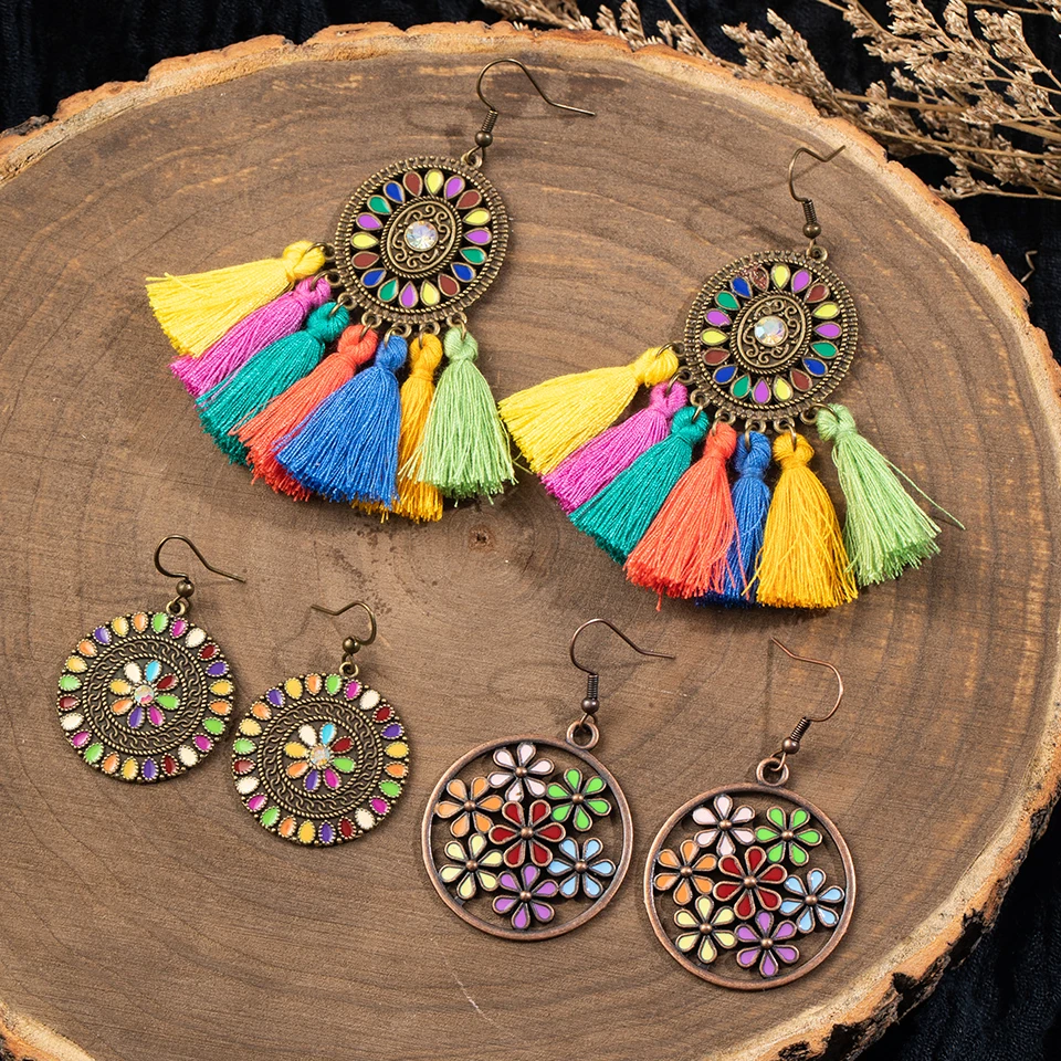 

3 Pairs/Set Vintage Bohemian Boho Ethnic Dangle Drop Earrings for Women's 2019 Fashion Jewelry Accessories E2031,E1197,E1485