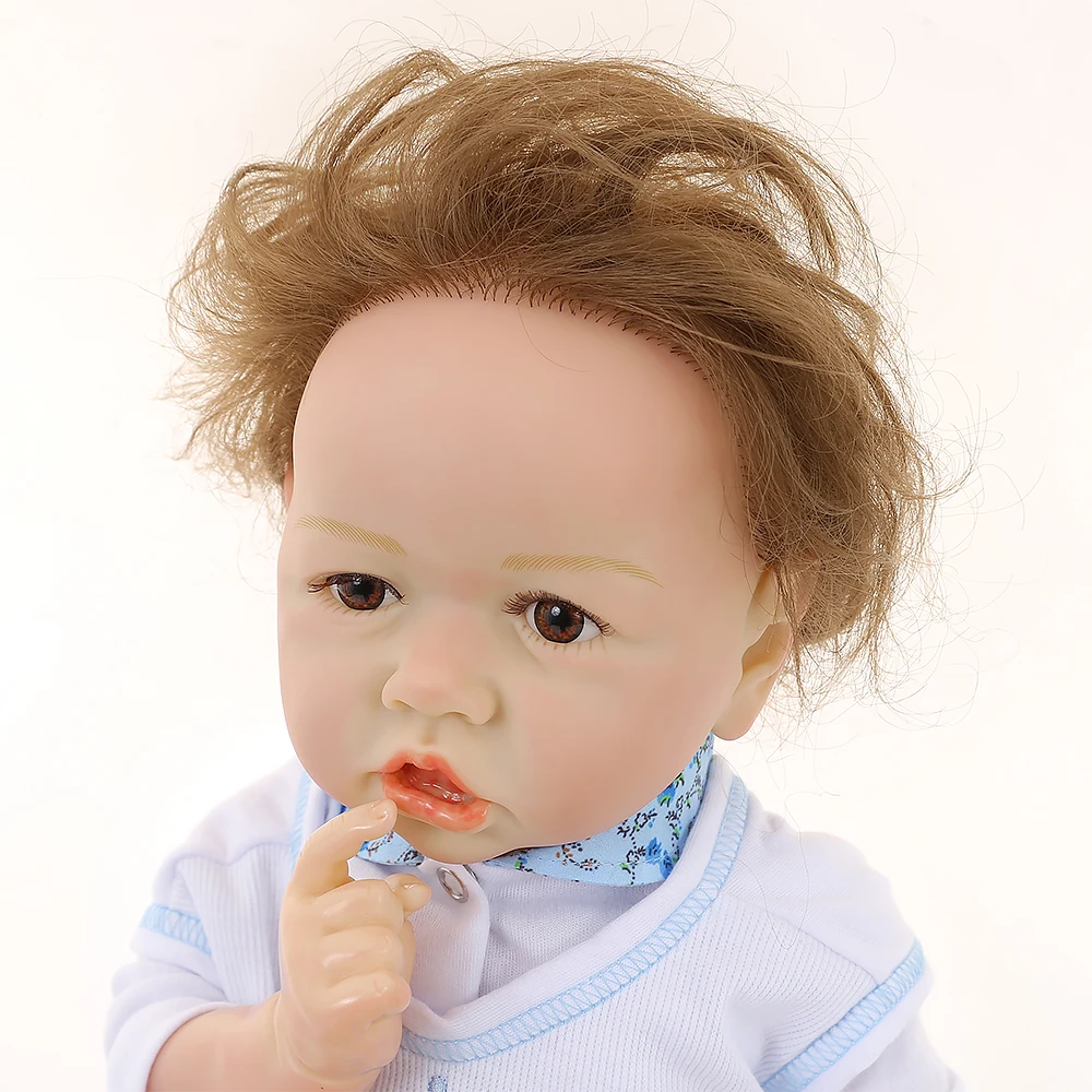 

22'' Lifelike Reborn Baby Doll Soft Real Touch Full Silicone Toys Crooked Mouth Doll 55CM menina baby dolls Christmas gifts