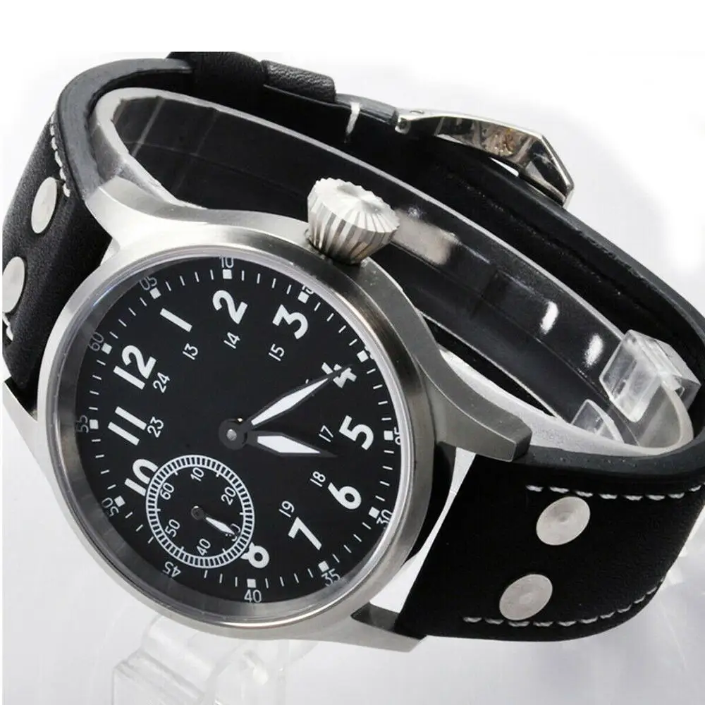 

Sterile Dial Hand Winding 43MM Sapphire Glass 316Stainless Steel17Jewels Seagull 6497 Mechanical Luminous Men Wristwatches