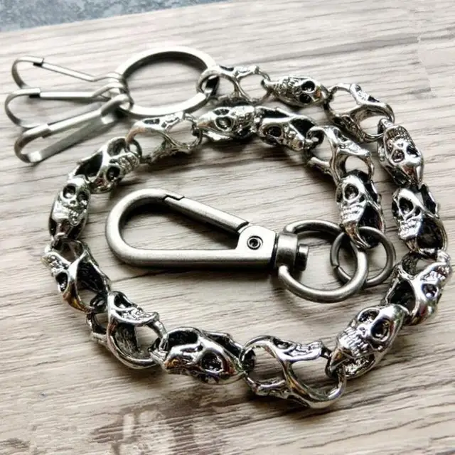 Slim Heavy Waist Chain Skull Wallet Chain for Men Biker Punk Key Chain Fashion Accessory A6966-L-63cm