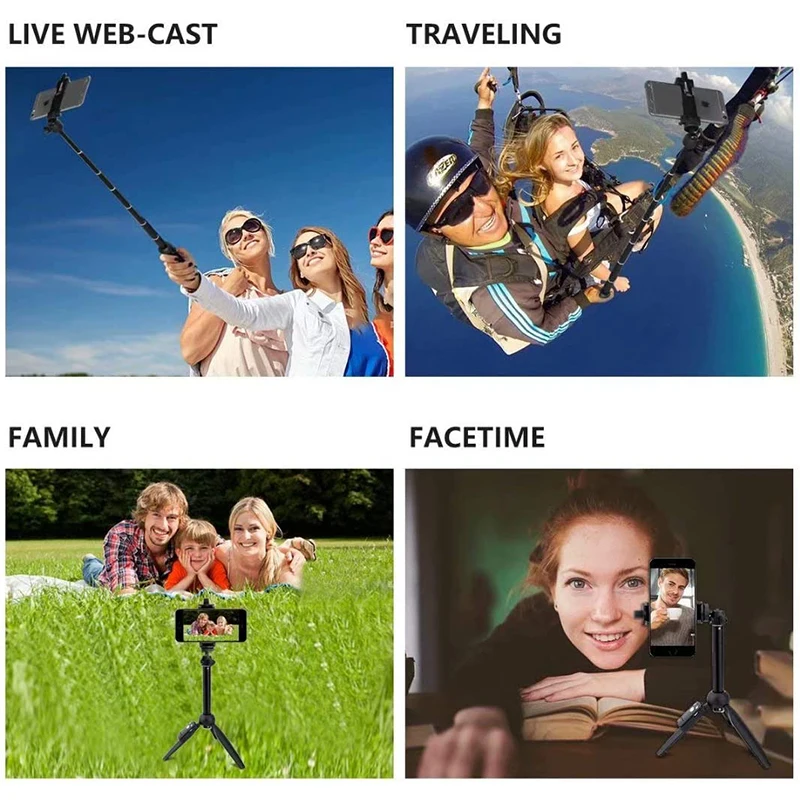 Wireless Bluetooth Selfie Stick Tripod Extendable Phone Tripod Selfie Stick with Remote  for Smartphone DSLR SLR Gopro Camera