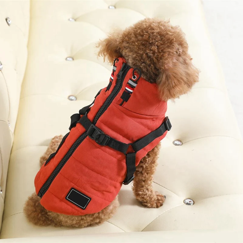 

Pet Dog Winter Vest Multifunctional Harness Clothes For Cold Weather Pet Warm Coat For Outdoor Walking Puppy Chihuahua Clothes