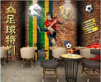 

3d wallpaper custom photo any size mural Hand drawn cartoon football brick wall decor 3d wall murals wallpaper for living room