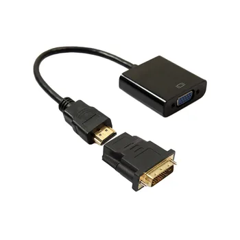 

DVI-D 24+1 Pin Male To HDMI To VGA 15Pin Female Active Cable Adapter Converter
