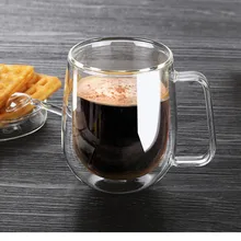 Taza térmica con doble fondo de cristal para café, leche, Latte, té, cerveza, con asa, juego de cuchara para viaje