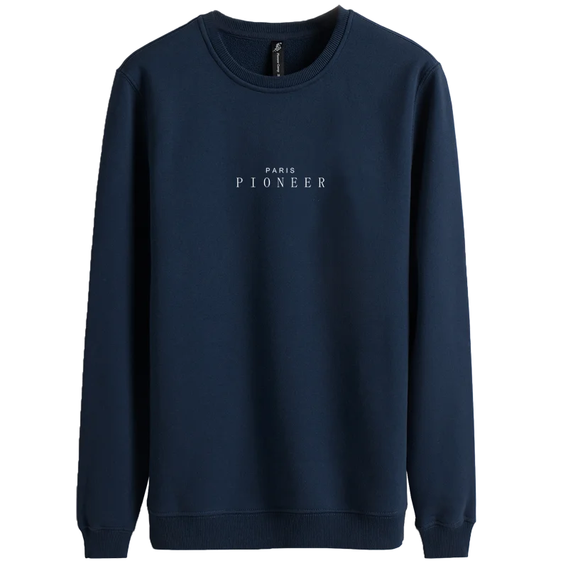AWY702445W-Dark blue Пионерский лагерь с круглым вырезом зимний флисовый спортивный костюм повседневные толстые теплые толстовки мужские качественные худи с простым принтом - Цвет: AWY702445W-Dark blue