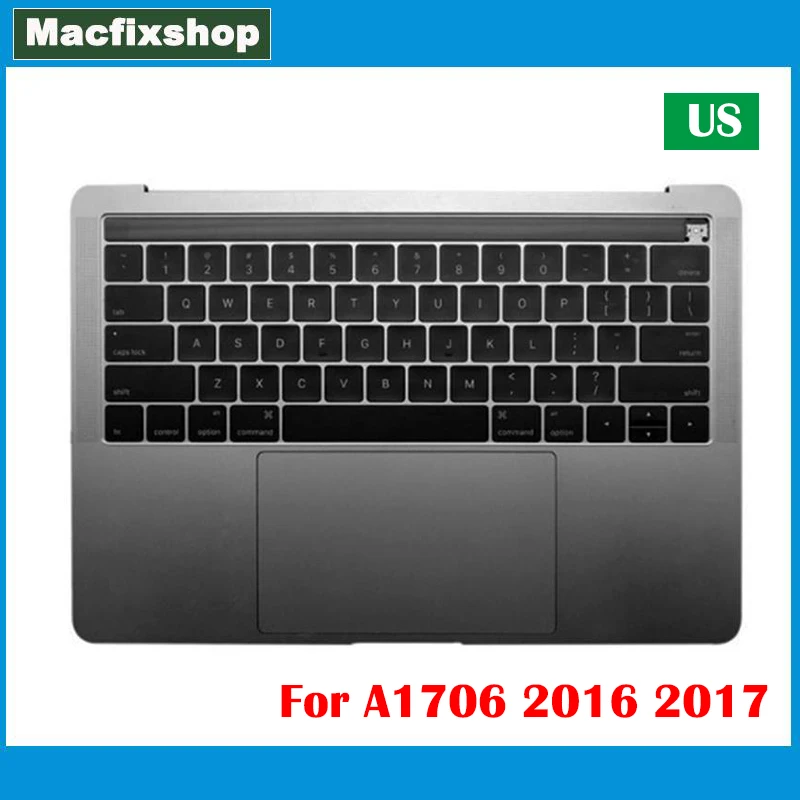 

Original Palmrest For MacBook Pro 13.3" Retina A1706 Topcase Touch Bar US Keyboard Backlit Backlight Trackpad Space Gray Silver