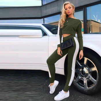

Women Sets 2 Pcs Suit Autumn Long Sleeve Crop Pullover Sweatshirt Pants Sets Female Outfit Two Piece Tracksuits Casual Suit