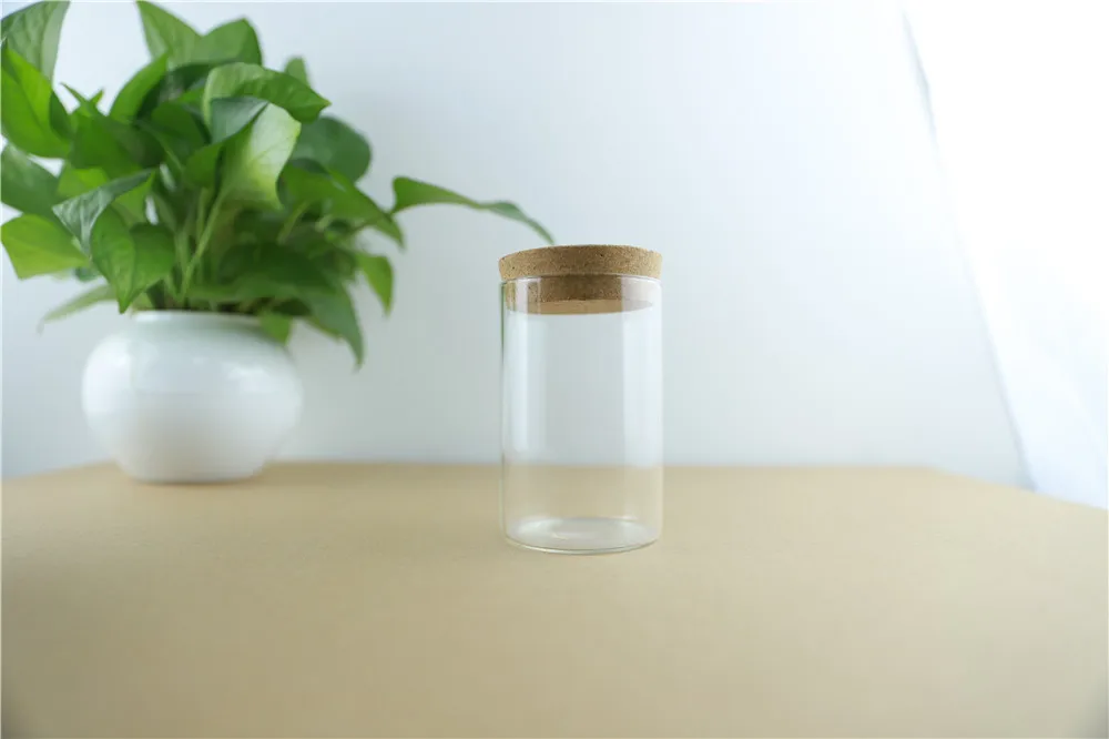 4pcslot 65100mm 250ml Thick Glass Bottle Cork Stopper Spice Bottles Container Jars Vials DIY Craft Kitchen Storage Bottles (1)