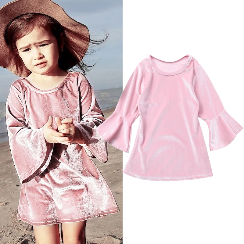 

Kids Baby Girls Princess Dress Velvet Party Dresses Ruffle Long Sleeve Flared Tutu Dress Clothes