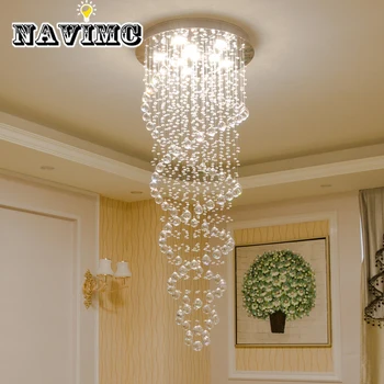 

Modern Double Staircase Lights Superdense K9 Crystal Lamp Spiral Living Room Decoration Indoor Lighting Fixture