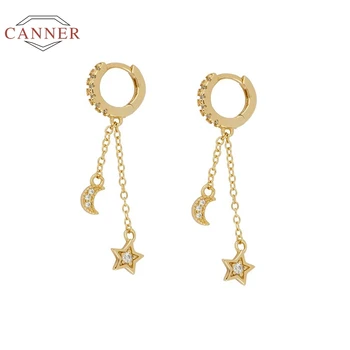 

CANNER Five Star Earrings For Women 925 Sterling Silver Earrings Dangle Aretes De Mujer Ear Cuff Piercing Jewelry #9.8