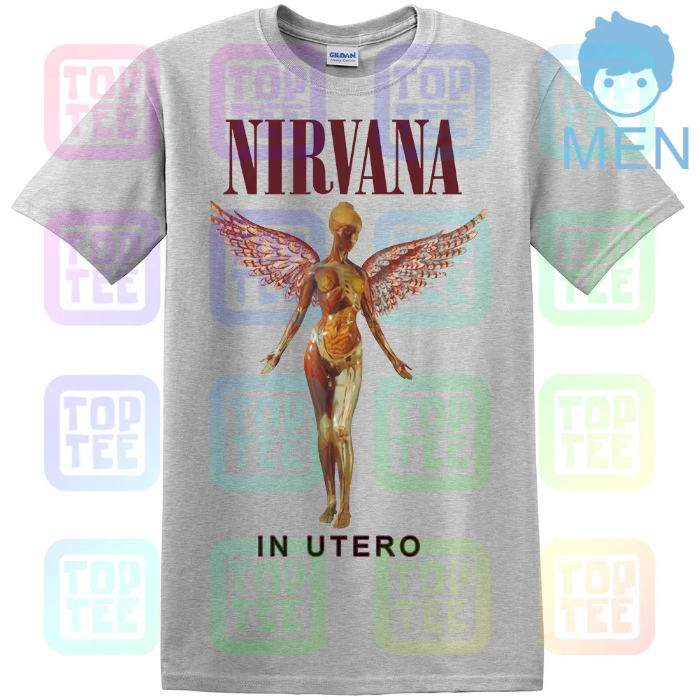 Футболка Nirvana-In Utero natur из хлопка Kurt Cobain - Цвет: MEN-GRAY