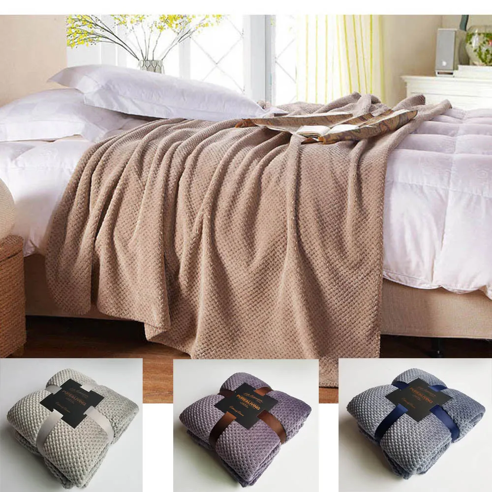 Клетчатое одеяло с ананасом для кровати фланелевое на диване Флисовое взрослых