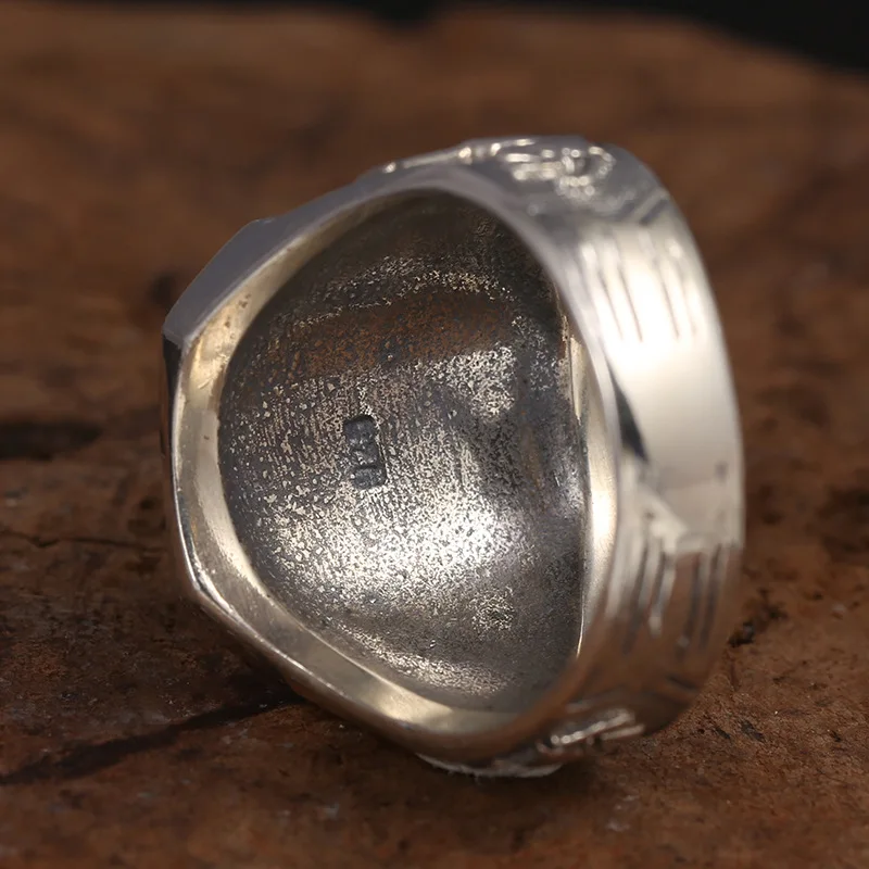 

S925 Sterling Silver Ring Retro Thai Silver Accessories Vampire Diary Fine Silver Epoxy Ring Men's