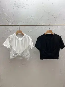 

summer high quality women bow short T-shirt tee female causal tee tops 2 color ddxgz2