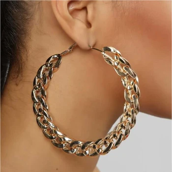 

BLIJERY Gold/Silver Color Punk Wide Chain Hoop Earrings For Women Big Round Statement Earrings Brincos 2020 Fashion Jewelry Gift