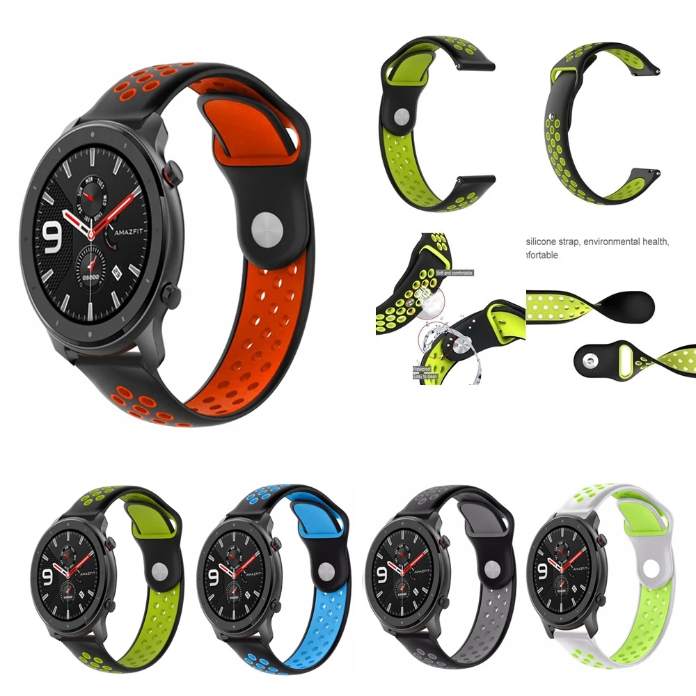 Двухцветный ремешок для часов Xiaomi Huami Amazfit GTR 42 мм 47 мм умный силиконовый ремешок часов браслеты для Amazfit GTS