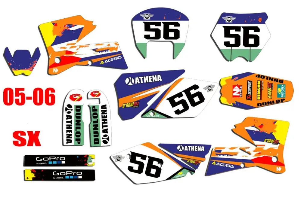 6 Styles SX 2005 2006 Motorcycle Free custom Graphics Backgrounds DECALS STICKERS Kits FOR KTM 125 250 380 400 520 | Автомобили и