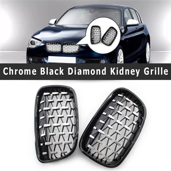 

1 Pair Kidney Grille for BMW 1 Series F20 2011-2014 Car Chrome Black Diamond Racing Grill Auto Accessories