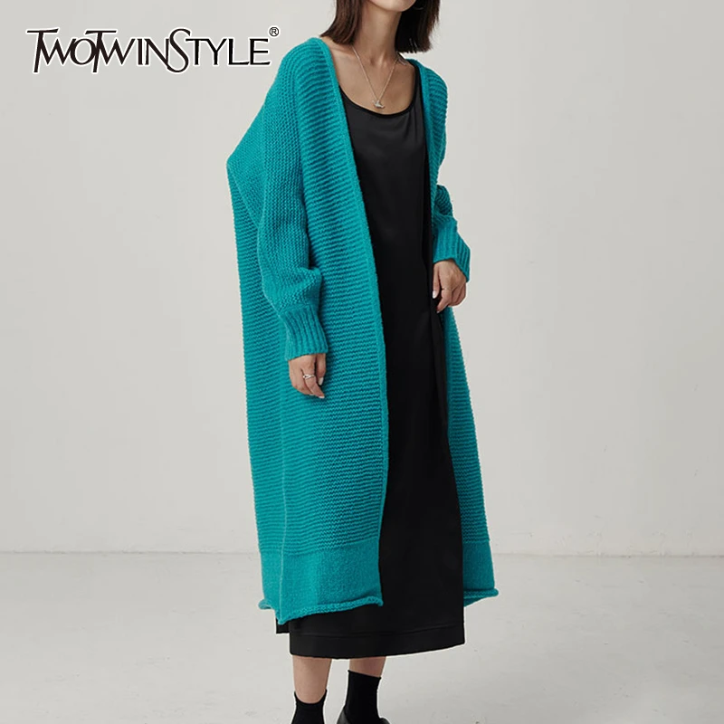 TWOTWINSTYLE Knitting Korean Women's Sweaters V Neck Long Sleeve Casual Cardigans Female 2020 Autumn Winter Fashion New Clothing |