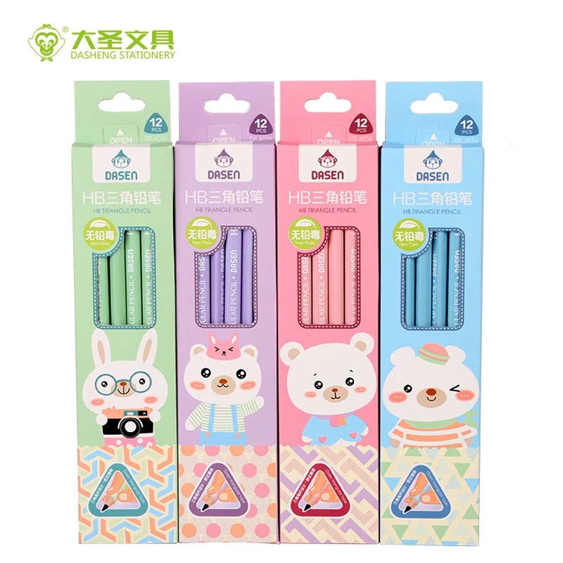 

Dasen New Products Color you qi gan Basswood Young STUDENT'S Small Leather Tip 12 Boxed HB Pencil Wholesale