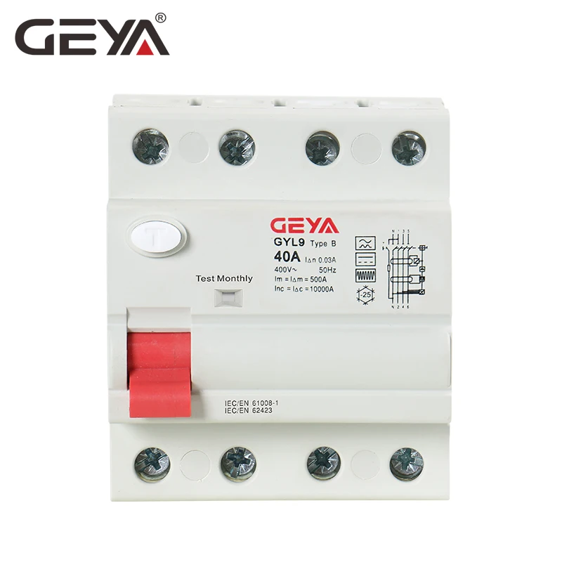 

Free Shipping GEYA Din Rail Earth Leakage Current breaker DC RCCB RCD 4P 63A 30mA Type B 10KA