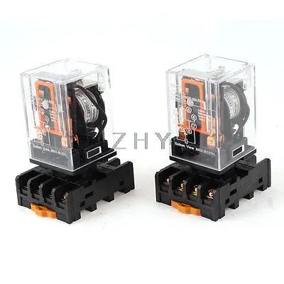

DC 24V Coil Voltage 8 Pin DPDT Electromagnetic Power Relay 2 Pcs with Base