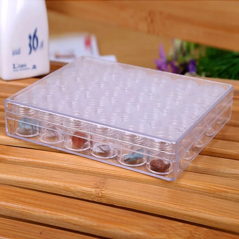 30 Grid/set  Empty Plastic Makeup Nail Art Bead Storage Container Portable Cosmetic Cream Jar Pot Box Round Bottle