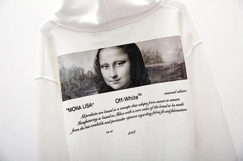 19ss Off-White OW "04" Мона Лиза для мужчин и женщин унисекс для влюбленных Модная хлопковая Повседневная Толстовка с капюшоном свободная Куртка Пуловер