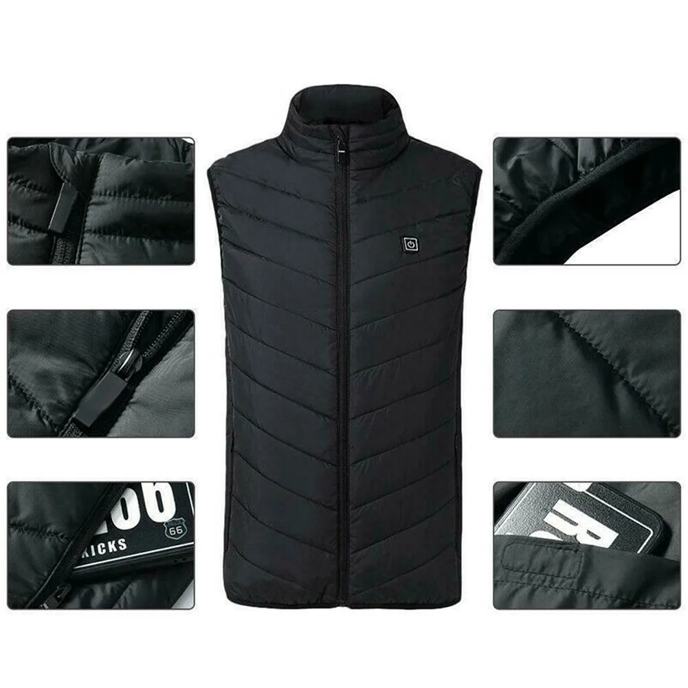 Newly Unisex Electric Heated Vest USB Thermal Heat Pad Winter Warm Warmer Tops m99