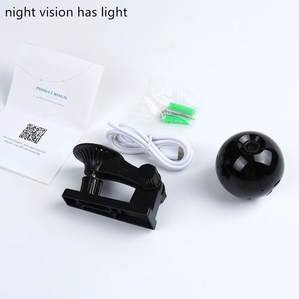 black with light 720P Мини-камера для безопасности в комнате, Wi-Fi, с функцией ночного видения, с дистанционным монитором, телефон с разъемом для США/Австралии/Великобритании/Европы, белый/черный - Цвет: black with light