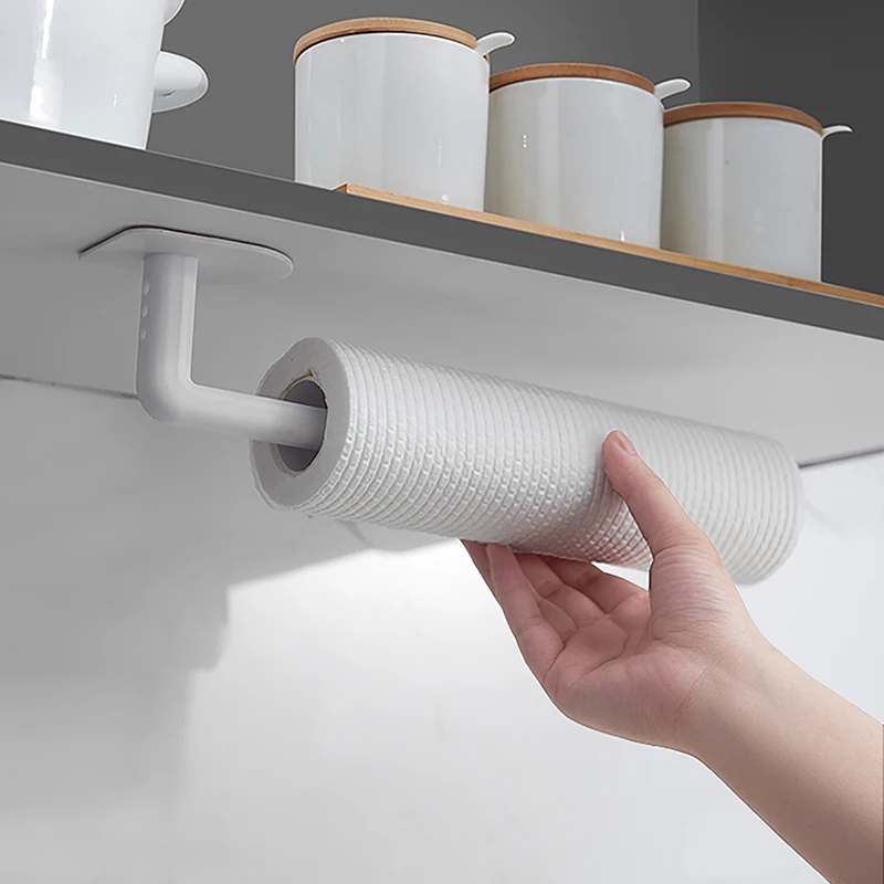 Under Cabinet Kitchen Towel Holder Roll Paper Storage Rack Self-Adhesive Under Cabinet Kitchen Towel Holder Roll Paper Storage Rack Self-Adhesive