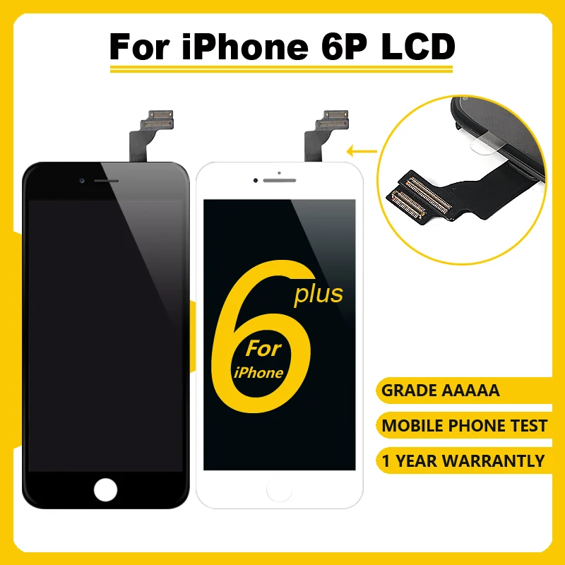 

Grade AAAA+++ LCD Display For iPhone 6plus ' Touch Screen Digitizer Assembly. No Dead Pixel+Tempered Glass+Tools+TPU Case