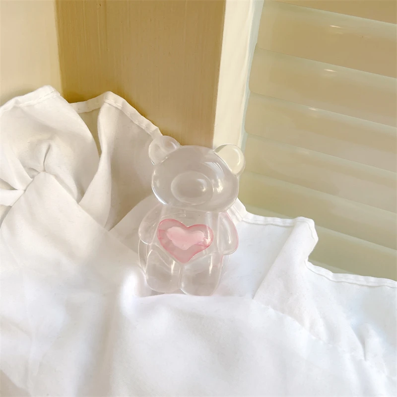 mobile phone stand for desk 3D Cute Colorful Love Heart Crystal Bear Grip Tok Korea Phone Holder Lovely Grip Phones Support Telephone For iphone 13 Bracket mobile stand for bike
