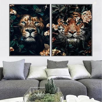 

Animal Lion Tiger in Grass 5D DIY Diamond Painting Mosaic Diamond Cross Stitch Diamond Embroidery Crafts Art Paintings