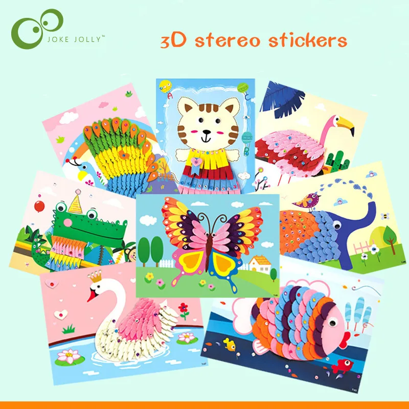 3D не тканая наклейка игра-головоломка DIY мультфильм животных Обучающие Развивающие игрушки для детей Дети мульти-узоры Стили ручной работы ZXH