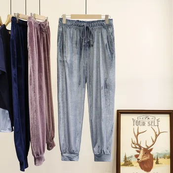 

Plus Fat Increase Code Women's Wear 200 Jin Fat Mm Pack Loose Thin Section Velvet Nine Points Pants Pants Leisure Pants 7772