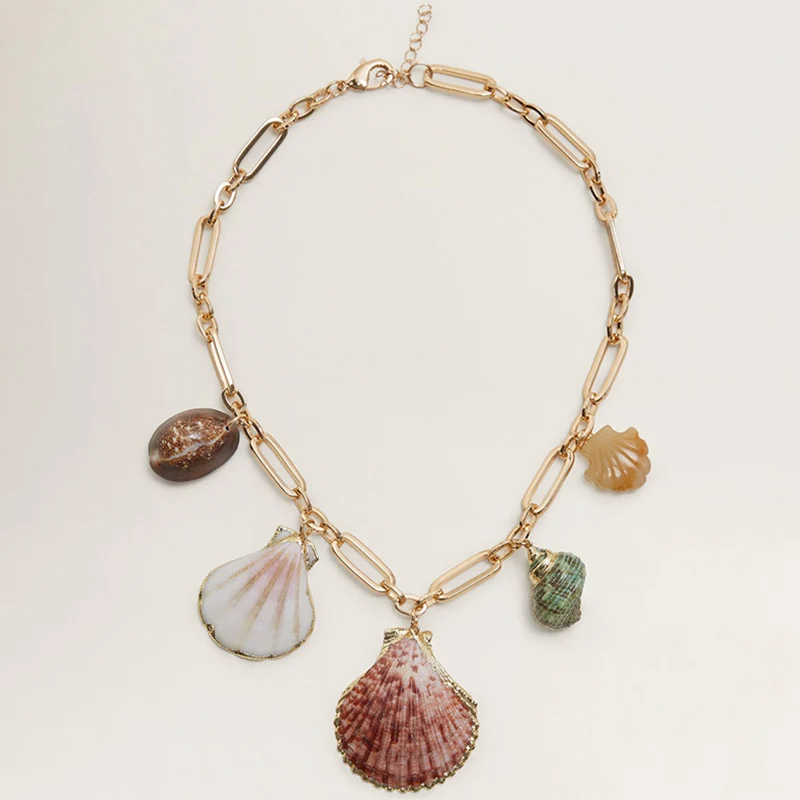 

Za Latest Bohemia Style Big Statement Natural Shell Necklace for Women Femme Shell Cowrie Summer Jewelry Boho
