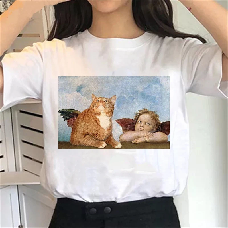 

Harajuku Fashion E Girl Cat T Shirt Aesthetic Style Graphic Tees Women Emo Clothes Short Sleeve Summer Vintage Gothic Streetwear