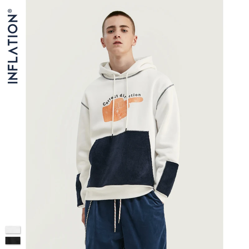 Мужская толстовка с принтом INFLATION Design зимняя уличная одежда в стиле пэчворк