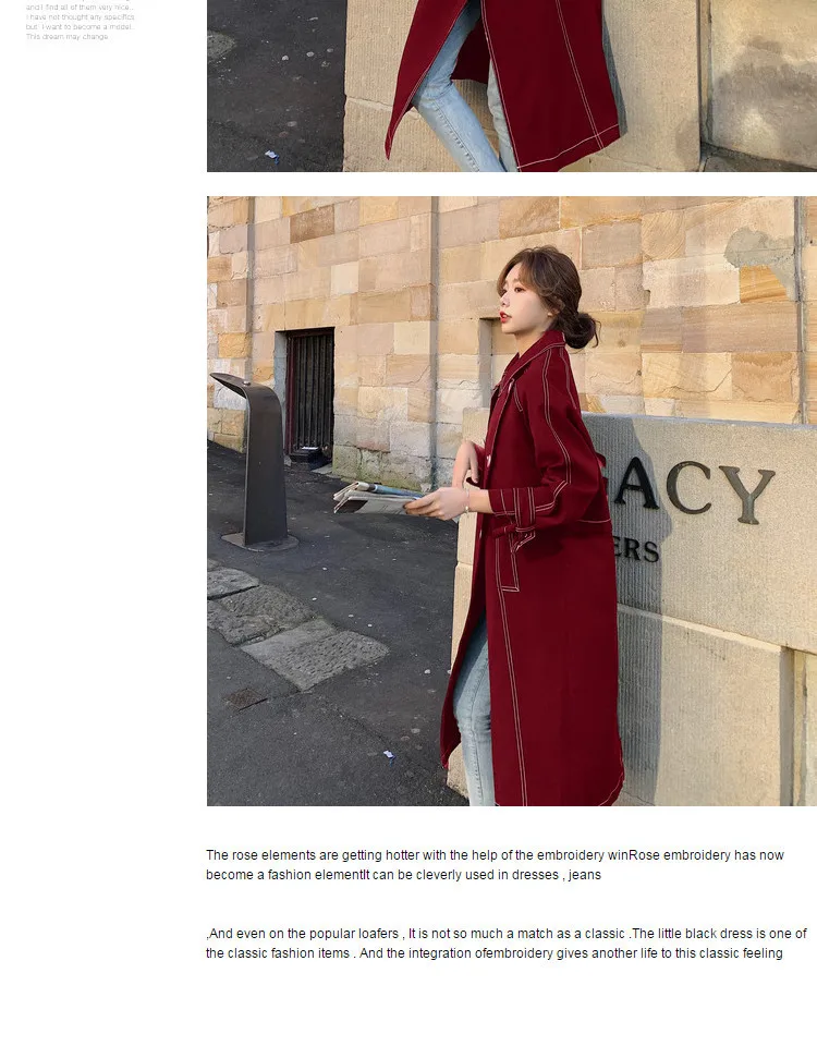 New Style Main Push Mid-length Open Wire Trench Coat