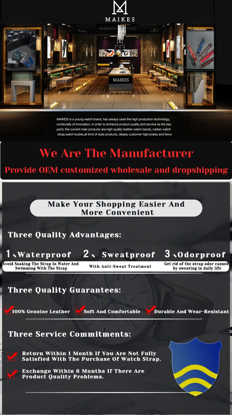 Maikes Genuine Leather Watchband for Galaxy Watch Strap 18mm 20mm 22mm 24mm Watch Band Tissote Timex Omega Wrist Bracelets