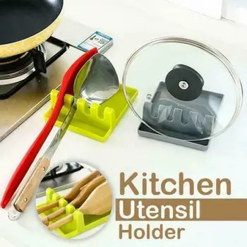 

2020 Creative New Kitchen Heat Resistant Silicone Spoon Rest Cooking Utensil Spatula Holder Pot Clip Counter Top Storage Holder
